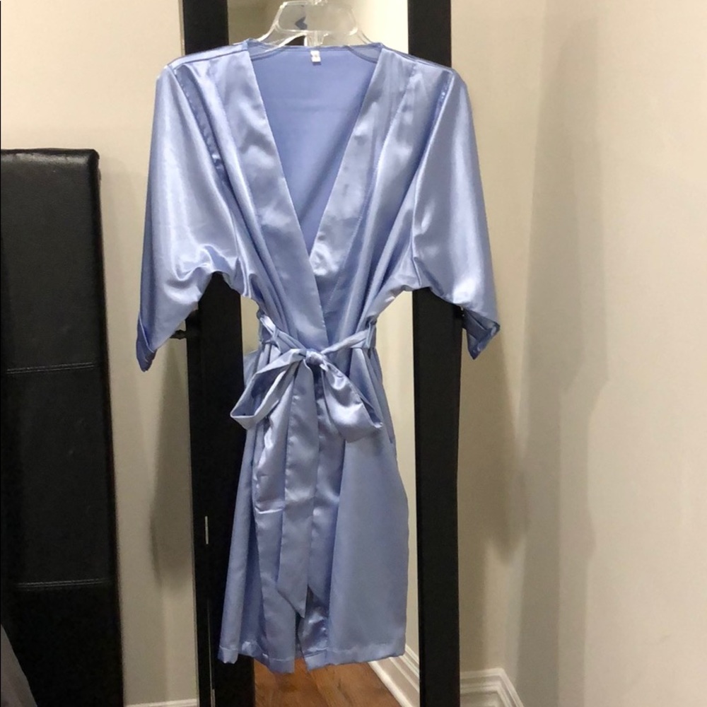 Blue silk robe